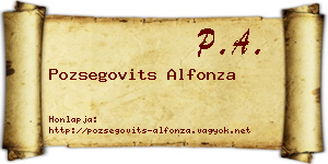 Pozsegovits Alfonza névjegykártya